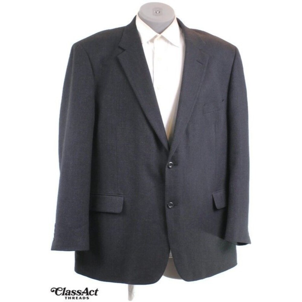 PRONTO UOMO Mens Blue Lambswool Herringbone Blazer Sport Coat Suit Jacket 50L